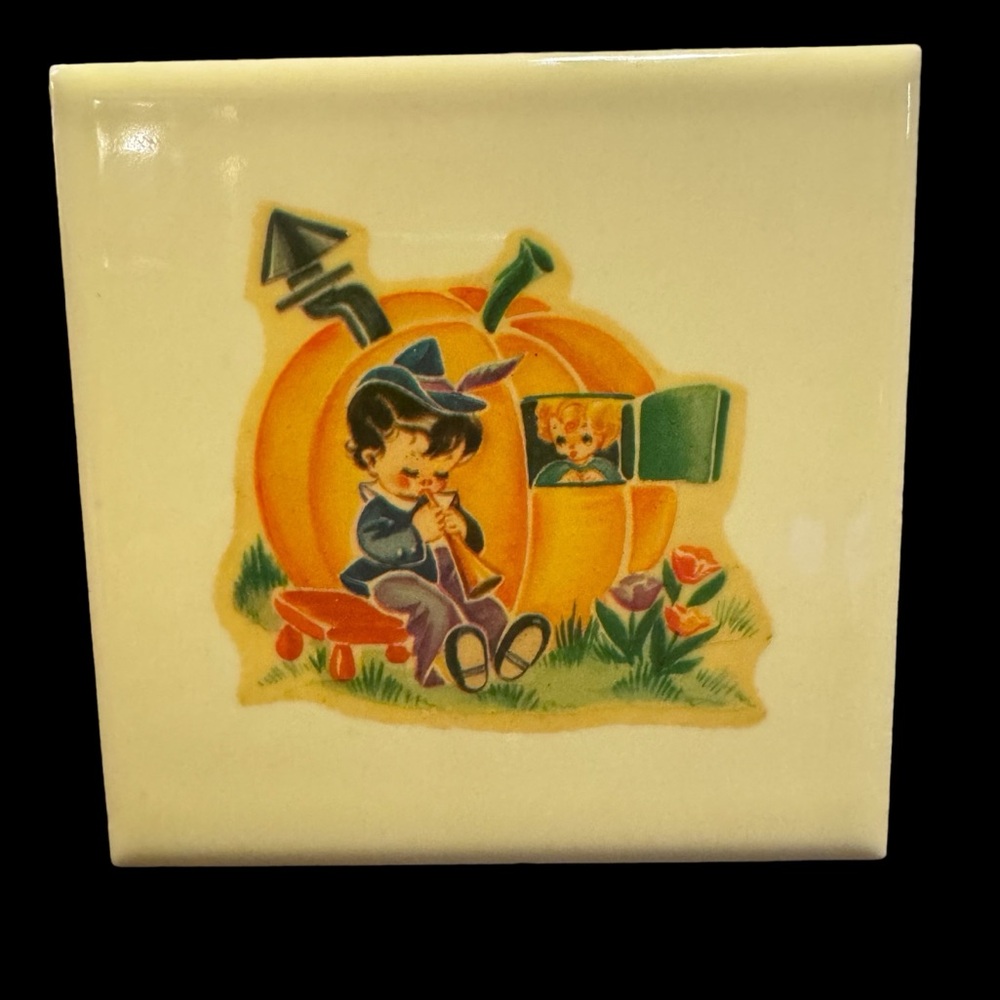 Vintage Peter Pumpkin Eater Nursery Rhyme Tile